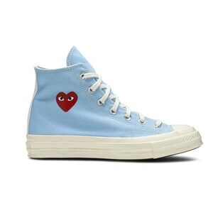 CDG PLAY x Converse Chuck 70 High Top Blue Red Heart Men 7 Women 9 Sneakers RARE